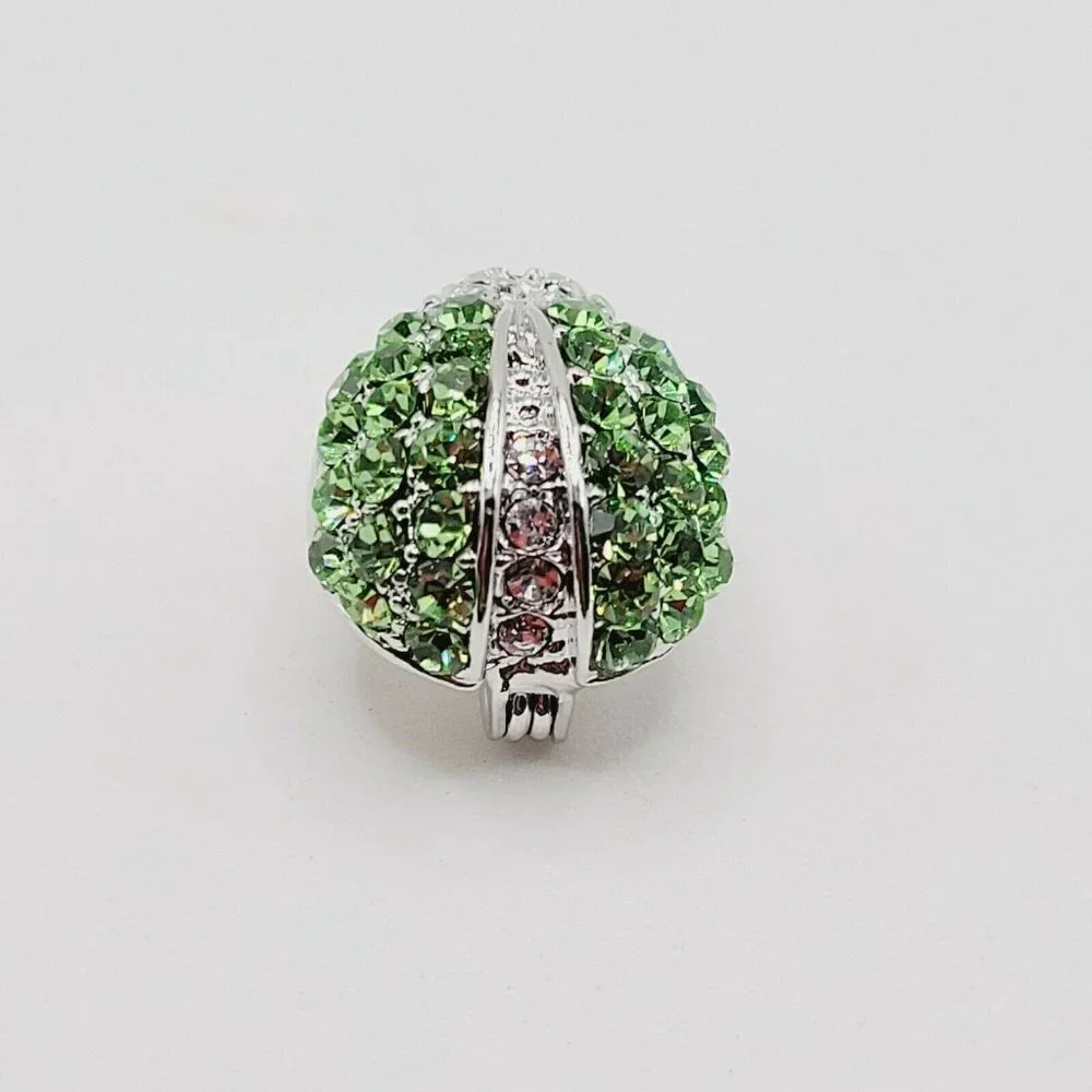Pave Rhinestone Ladybug Brooch 5/8